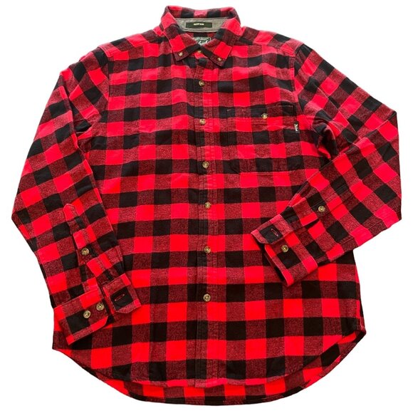 Woolrich Men's Sz M Trout Run Red Buffalo Plaid Flannel LS Button Down Shirt - Picture 1 of 8